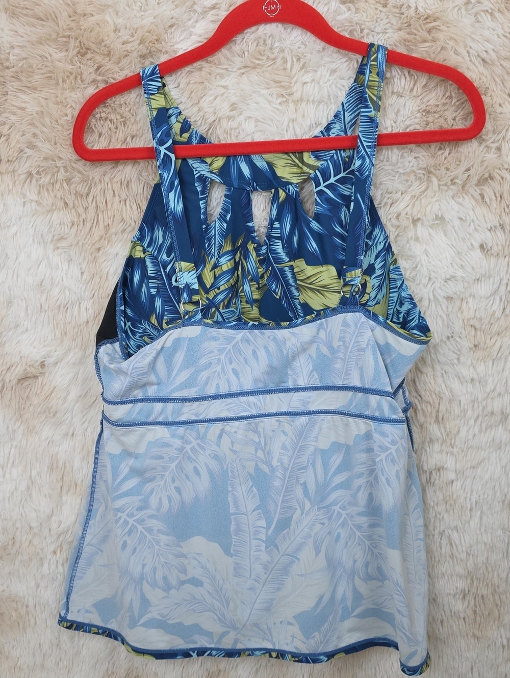 *Septangle Blue Tropical Leaf Tankini Swim Top Estimated Small - Picture 10 of 11